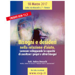 BISOGNI E DESIDERI NELLA RELAZIONE D'AIUTO, lavorare sviluppando la capacità di ascoltare i propri e altrui bisogni - Seminario con crediti ECM - Firenze 18 marzo 2017 -  Andrea Bonacchi